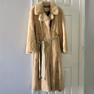 Rare Vintage Philip Reiner 60s/70s Rabbit Fur & Leather Long Belted Trench Coat